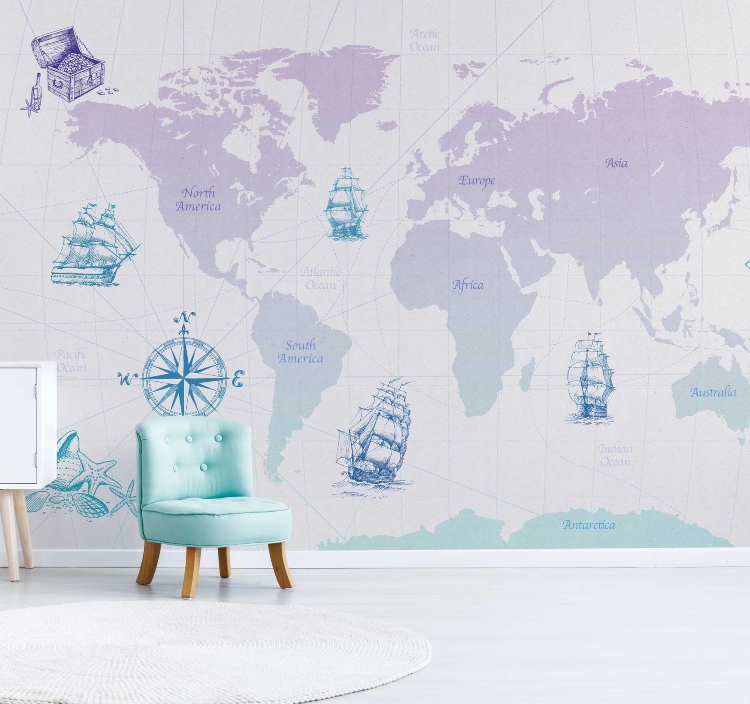 Tapeta kao mapa sveta na zidu sobe vašeg mališana može da podstakne učenje geografije